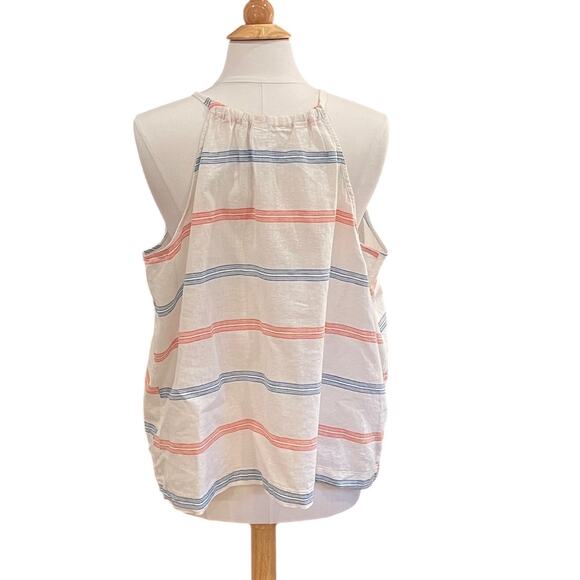 Old Navy Linen/Cotton Blend Sleeveless Tie Front Tank Top, Red Blue Stripe XXL - Picture 4 of 10
